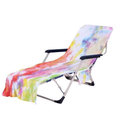 China Compressed Tie Dye Beach Chair Covers With Pockets Outdoor Customized Quick Dry Foldable Beach Chair Covers for sale