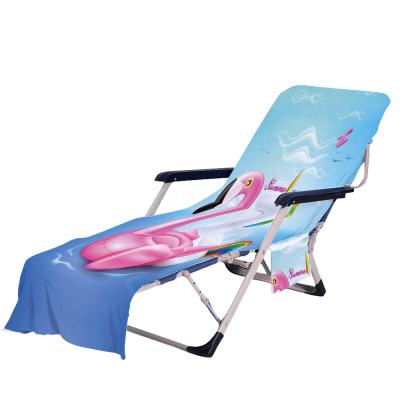 China Easy-carrying Wholesale Beach Chair Covers Quick-drying Portable Microfiber Fabric Premium Quality Classical Summer Hot Sale With Storage Po for sale