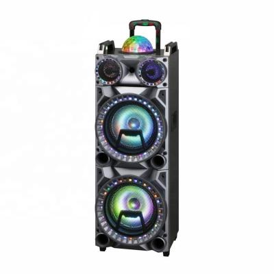 China Portable 10 Inch Dual Sub Woofer, Wireless MIC Stage, Active Karaoke Speaker Subwoofer Trolley Party Speaker for sale