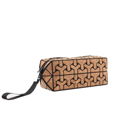 China High Quality Customized Handbag Natural Cork Eco Friendly Geometric Cosmetic Bag for sale