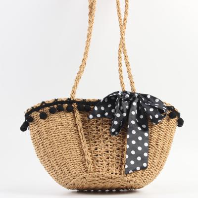 China Fashion Round Straw Crossbody Bag Women Weave Shoulder Bag Summer Beach Round Purse and Handbags for sale