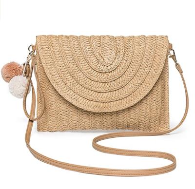 China Fashion Straw Clutch Handbag Women Straw Cross - Body Bag Envelope Purse Wallet Summer Beach Bag for sale