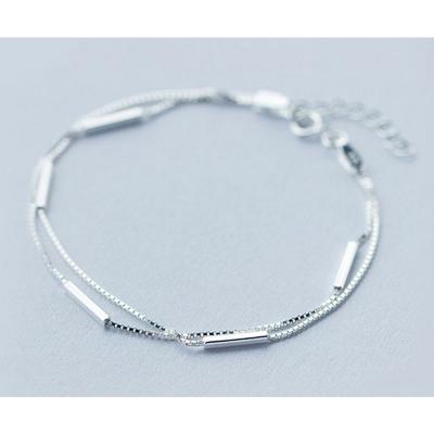 China Genuine S925 Sterling Silver Double Chain Bracelet Original Luxury CLASSIC Bracelet Ladies Charm Jewelry Gift for sale