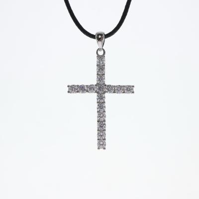 China 925 Sterling Silver Religious Fashion Street Trend Zircon Stain 925 Gold Plated Temperament Cross Pendant Sterling Silver Religious Jazz for sale