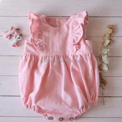 China Pure Linen Rompers Sheer Linen Baby , Ruffles Rompers A Birthday Clothes for sale