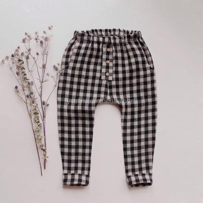 China Color Fade Proof Boys Brown Canvas Plaid Pants 100% Straight Cargo Pants Cotton Woven Canvas Long Trousers for sale