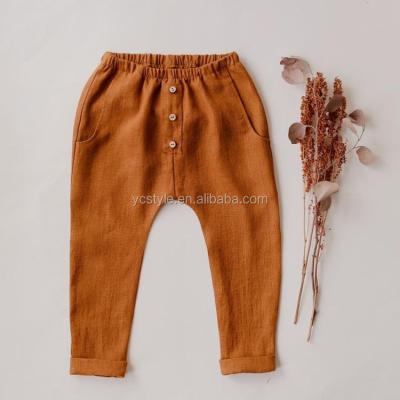 China Anti-pilling summer pants for boys copper loose linen pants, wholesale high quality loose linen pants for toddlers for sale