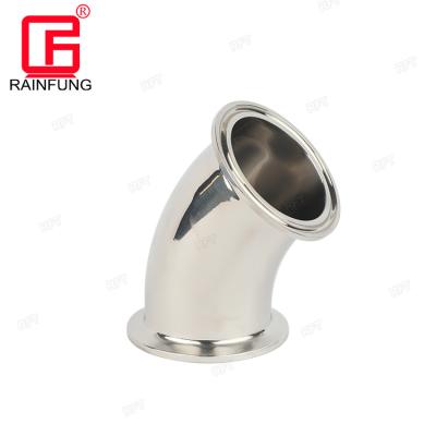 China SS304 / SS316L Sanitary Stainless Steel Clamped 45 Degree Bend Elbow for sale