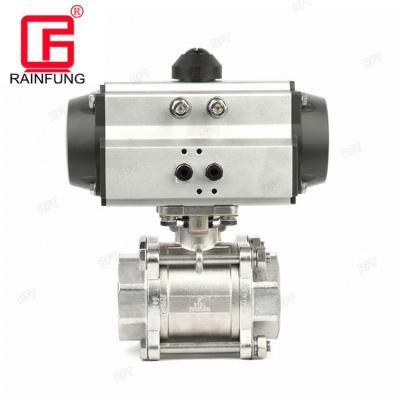 China Wine Brewing BSP Thread Three Piece 3PC Industrial Ball Valve With Qneumatic for sale