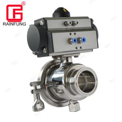 China Wine Brewing Food Stainless Steel Flange Non-keeping 2 Way Pneumatic Ball Valve for sale