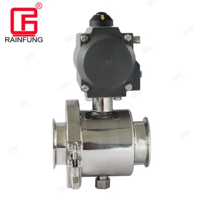 China Wine Brewing Flange Sanitary Non-Keeping Two Way Stainless Steel Ball Valve With Pneumatic for sale