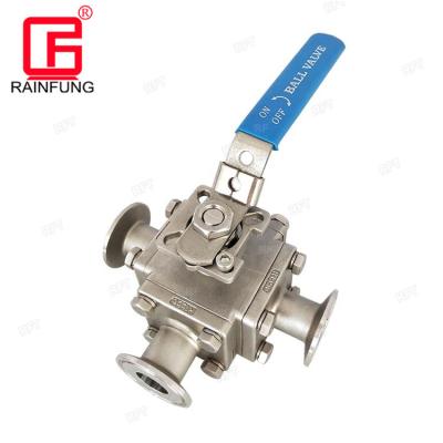 China Wine Brewing Stainless Steel Sanitary Preservation ClampNon Three Way Ball Valve With Manual for sale