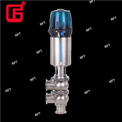 China Stainless Steel General Sanitary Pneumatic Clamped Divert Seat Valve For Wine for sale