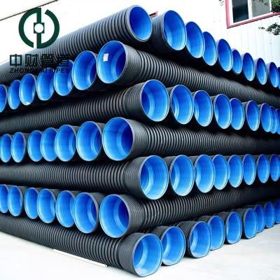 China Corrosion Resistant Zhongcai pipe PE double wall corrugated pipe High quality HDPE For drainage Customized Plastic culvert pipe SN4 SN8 110-800mm for sale