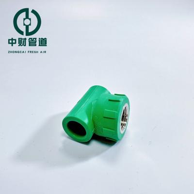 China Corrosion Resistant Frost resistant Zhongcai pipes PPR water supply pipe and fittings Frost resistant series Green  home decoration Internal thread elbow tee for sale