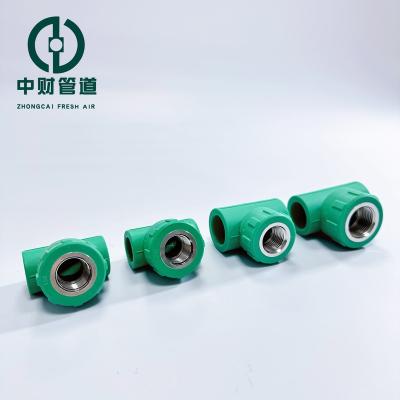 China Corrosion Resistant Frost resistant Zhongcai pipes PPR water supply pipe and fittings Frost resistant series Green  home decoration PPR fittings internal thread tee for sale