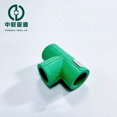 China Corrosion Resistant  Frost resistant Zhongcai pipes PPR water supply pipe fittings Frost resistant series Green home decoration Straight Tee Equal diameter joint for sale