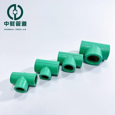 China Corrosion Resistant  Frost resistant Zhongcai pipes PPR water supply pipe fittings Frost resistant series Green home decoration Straight Tee Equal diameter joint for sale