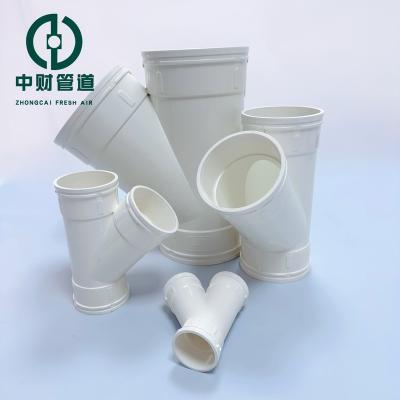 China Corrosion Resistant Zhongcai PVC pipe fittings Customized Equal diameter diagonal tee of drainage pipe Sewer conduit Cheap Wholesale 50 75 110 160 for sale