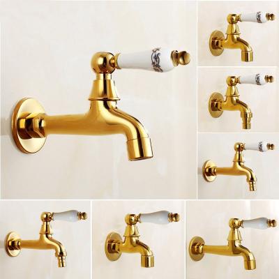 China Mixed Gold Copper Faucet Taps Basin Faucet Garden Wall Bathroom Washroom Mop Sink Joint Faucet for sale