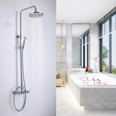 China With Sliding Bar Shower Handle Chrome Shower Mixer Tap Double Wall Mounted Brass System Shower Lift Bathroom Faucet for sale