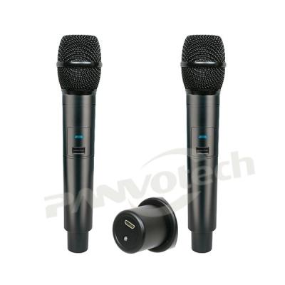 China Handheld Two-Way Professional Stage Performance Microphone System Wireless UHF True Diversity, With Two Metal Handheld Microphones for sale