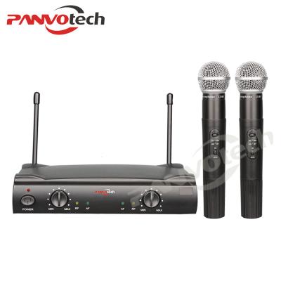 China Wireless Microphone System Handheld Long Distance Microphone UHF Karaoke Party Dual Channel Handheld Stage for sale