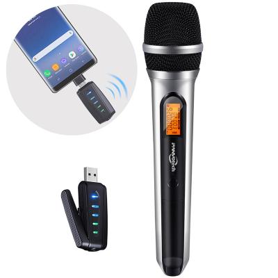 China Portable Wireless Microphone Universal UHF Professional Wireless Handheld Microphone with USB Receiver for Karaoke, Special Church Performance Microphone for sale