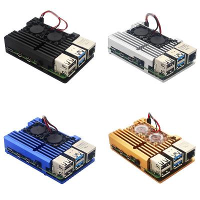 China Raspberry Pi 4 B Heat Dissipatioin Colorful Aluminum Alloy Raspberry Pi 4 Cooling Case With Double Fan for sale