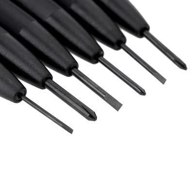 China Black Mini Screwdriver Set 6 Slots and Phillips Head Mini Screwdrivers Set of Bits for sale