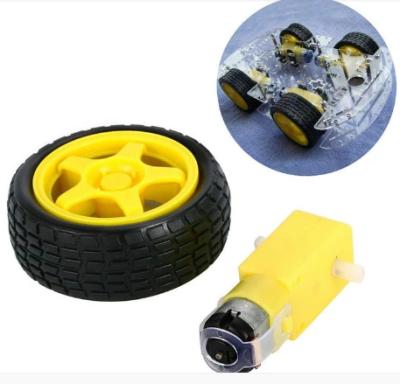 China Intelligent Smart Car ROBOT DIY Car Robot DIY 4set Plastic Tire Wheels + DC Motor Gear Box for sale