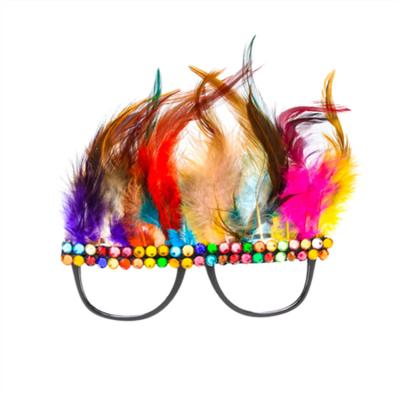 China 15 Years Experience Funny Christmas Halloween Festival Christmas Decoration Feather Eye Glasses for sale