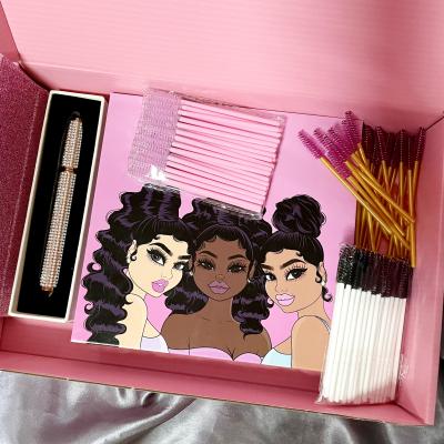 China Customized thick lash book logo private label pink 25mm mink eyelash packaging box eye lashesh set sellers for sale