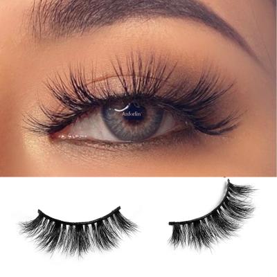 China Wholesale 15mm Strip 18mm Strip Lashes Natural Thick Fluffy Short Fluffy Mink Lashes Wholesale Clear Faux Mink Eyelashes 3d Volume for sale