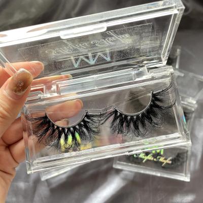 China Thick full strip 3d mink lashes 25mm mink fluffy eyelash wholesale holographic empty acrylic lash boxes seller for sale