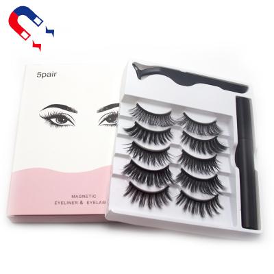 China 2021 Newest Styles Wholesale Natural Magnetic Mink Box Lashes Private Label Long Magnetic Set Seller Lashes for sale