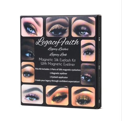 China 2021 Wholesale 6 long magnets faux mink natural soft magnetic vegan eyelash magnetic lash box with eyeliner seller for sale