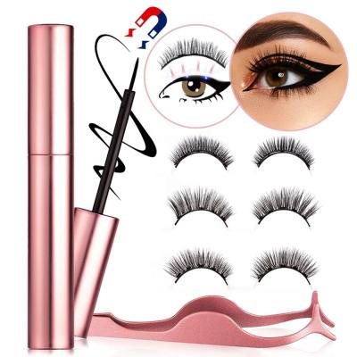 China Wholesale High Quality Natural 3d Silk Lashes Magnetic Eyelashes 10 Pairs False Eyelash Vendor Private Label for sale