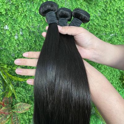 China Barely Raw Straight Human Hair Weave Bundle Unprocessed Thick Straight Hair Extension Soft Thick Shedding Human Brazilian Sellers for sale