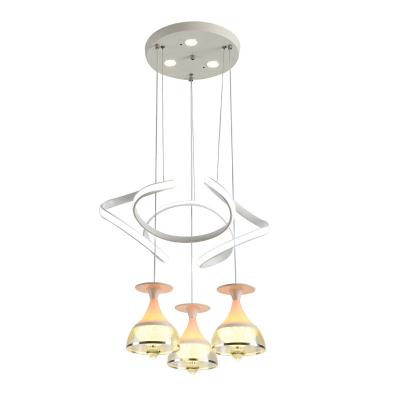 China Contemporary Hanging LED Chandelier Wine Glass LED Shape Modern Acrylic 3 Head Pendant Lights for sale