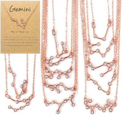 China Trendy Gold Plated Cancer Necklace Design Fashion Rose Gold Color Zodiac Chain Necklace Women Girls New for sale