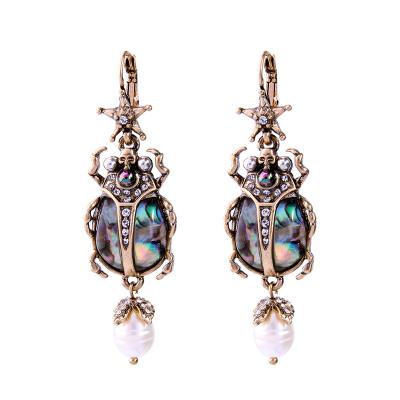 China Wholesale Cute Creative Pearl Earrings Beetle Insect Ladybug Vintage Fashion Women's Stud Earrings for sale