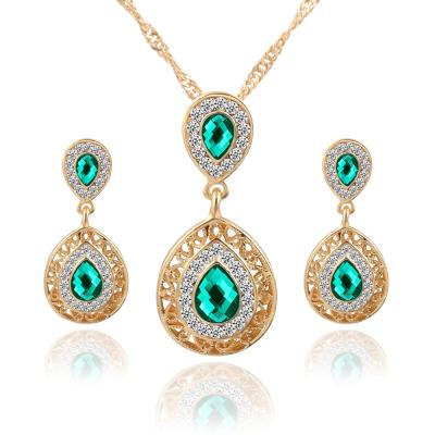 China Jewelry Sets Women India Bridal Wedding Rhinestone Jewelry Set Necklace Set Fashion African Beads Jewelry Set for sale