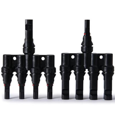 China Waterproof PPO 4 In 1 T Branch Connectors IP67 30A 1000V DC Solar For Photovoltaic Connector Panel Cable for sale