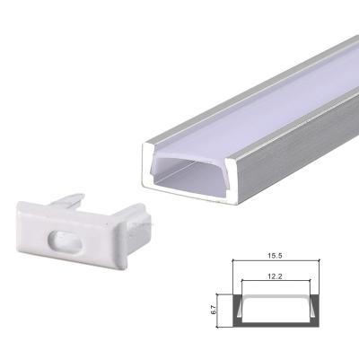 China Heat-resistance 15x06mm LED Aluminum Profiles Sliver Linear Led Aluminum Profile for 8mm 10mm PCB LED Strip Aluminum Channel for sale