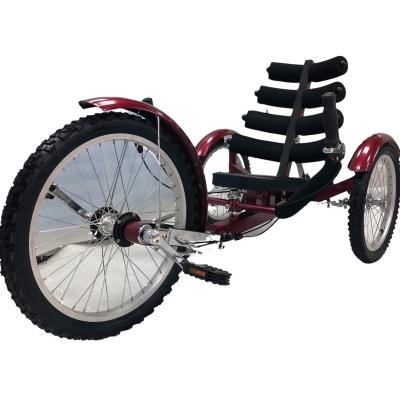 China Hi-Ten 20 inch recumbent bicycle steel 3 wheel adult tricycle without chains for sale