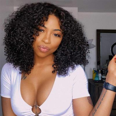 China Wholesale Brazilian Virgin Curly Natural Hairline 180% Density Lace Frontal Remy Human Hair afro curly human hair wig for sale