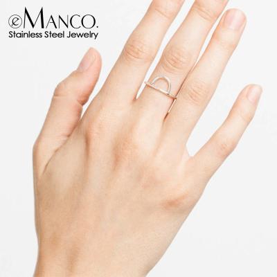 China eManco 316L stainless steel soft outer ring for women with simple geometric semicircular ring index finger ring for sale