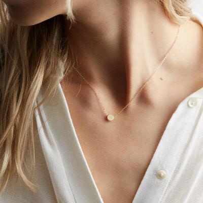 China eManco Environmentally Friendly Delicacy Mini Coin Necklace Women Gold Plated Round Stainless Steel Choker Pending Wholesale for sale