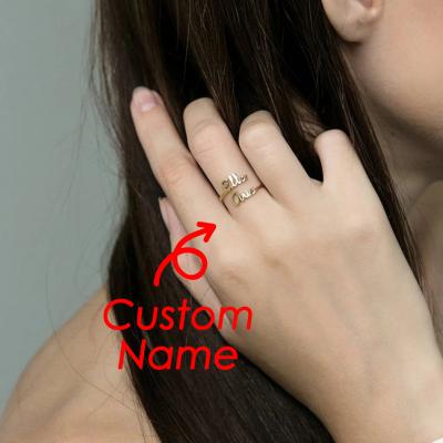 China eManco Name Ring Stainless Steel Trendy 14k Custom Jewelry Environmental Friendly Adjustable Ring For Men Couple Rings Gold Plated Manufacturer for sale